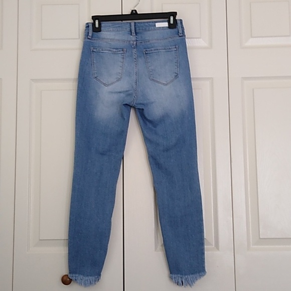 Cello Mid Rise Fringed Hem Crop Skinny Jeans - Picture 3 of 15